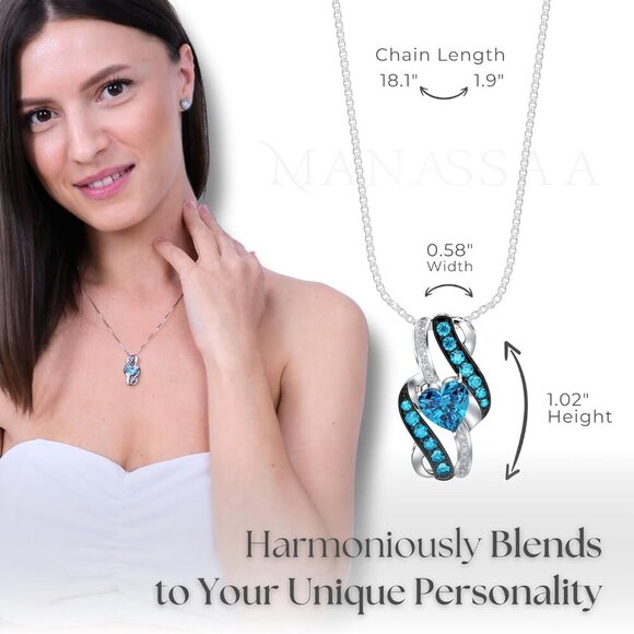 Birthstone Necklace Gift for Her Anniversary Present for Wife Girlfriend Mom Pla - Picture 4 of 6